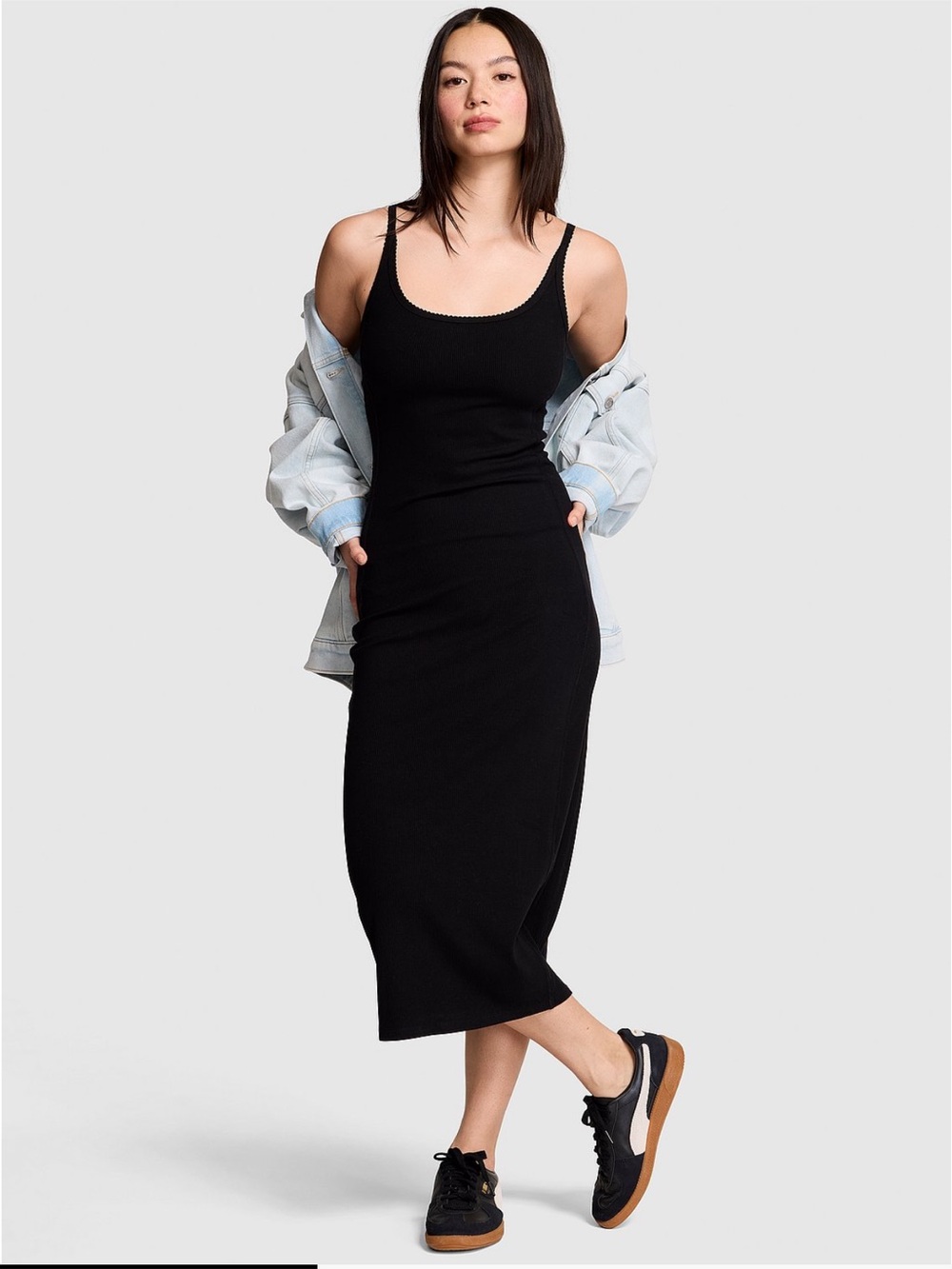 Pink All-Day Soft Rib High-Neck Midi Dress